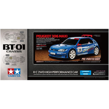 Tamiya 47513 1/10 Peugeot 306 Maxi BT-01 Limited Edition Blue Painted Body RC Car Kit